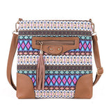 Pattern Embroidered Shoulder Bag