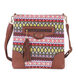 Pattern Embroidered Shoulder Bag