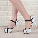Black White Heels Shoes