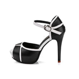 Black White Heels Shoes