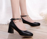Classıc Black Low Heels Shoes