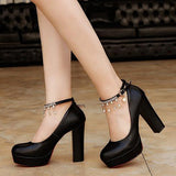 Classıc Black Low Heels Shoes