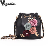 Embroidered Leather Shoulder Bag