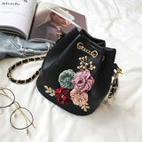 Embroidered Leather Shoulder Bag