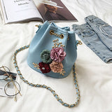 Embroidered Leather Shoulder Bag