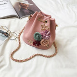 Embroidered Leather Shoulder Bag