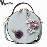 Round Ornate Leather Shoulder Bag