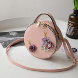 Round Ornate Leather Shoulder Bag