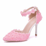 Pearl Flower Wedding High Heels Shoes