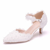 Pearl Flower Wedding High Heels Shoes
