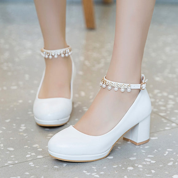Low Heeled White Wedding Shoes