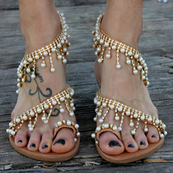 Bead Flat Sandals
