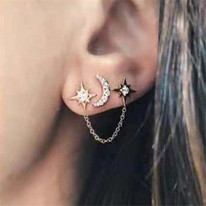 Moon Star Chain Earring