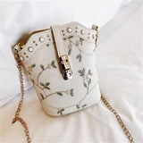 Leather Lace Flower Shoulder Bag