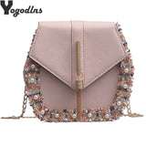 Embroidered Hexagon Shoulder Bag
