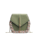 Embroidered Hexagon Shoulder Bag