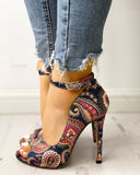 Patterned Heels Shoes