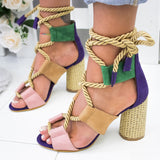 Rope Lace Up Heels Shoes