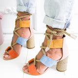 Rope Lace Up Heels Shoes