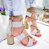 Rope Lace Up Heels Shoes