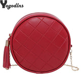 Round Leather Shoulder Bag