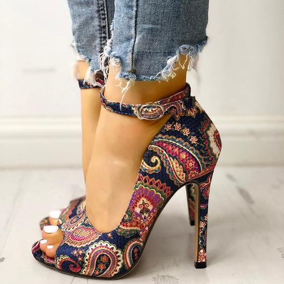 Patterned Heels Shoes