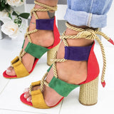 Rope Lace Up Heels Shoes