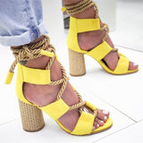 Rope Lace Up Heels Shoes