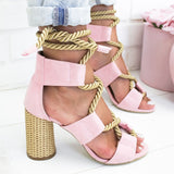Rope Lace Up Heels Shoes